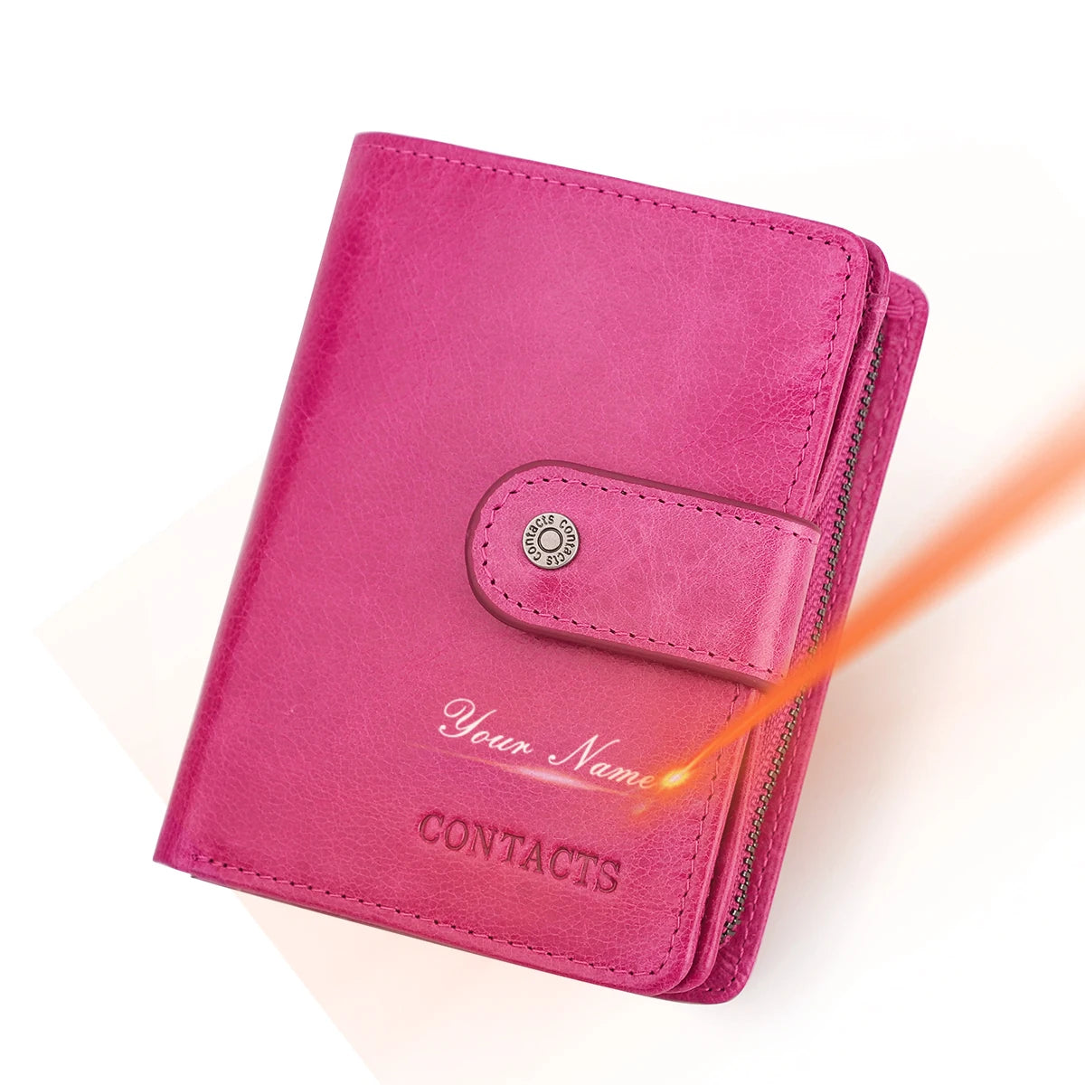 100% Genuine Leather Men Wallets Zipper Engraving Coin Purse Short Male Money Bag Quality Rfid Walet Small Card Holder Clutch