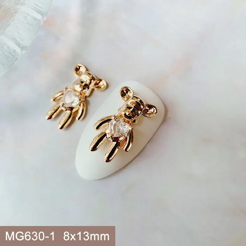 10 teile/los Oval Blume Bär Nagel Charms Schmuck Luxus Nagel Teile Edelsteine Steine Kristall Strass Nail art Dekoration Zubehör