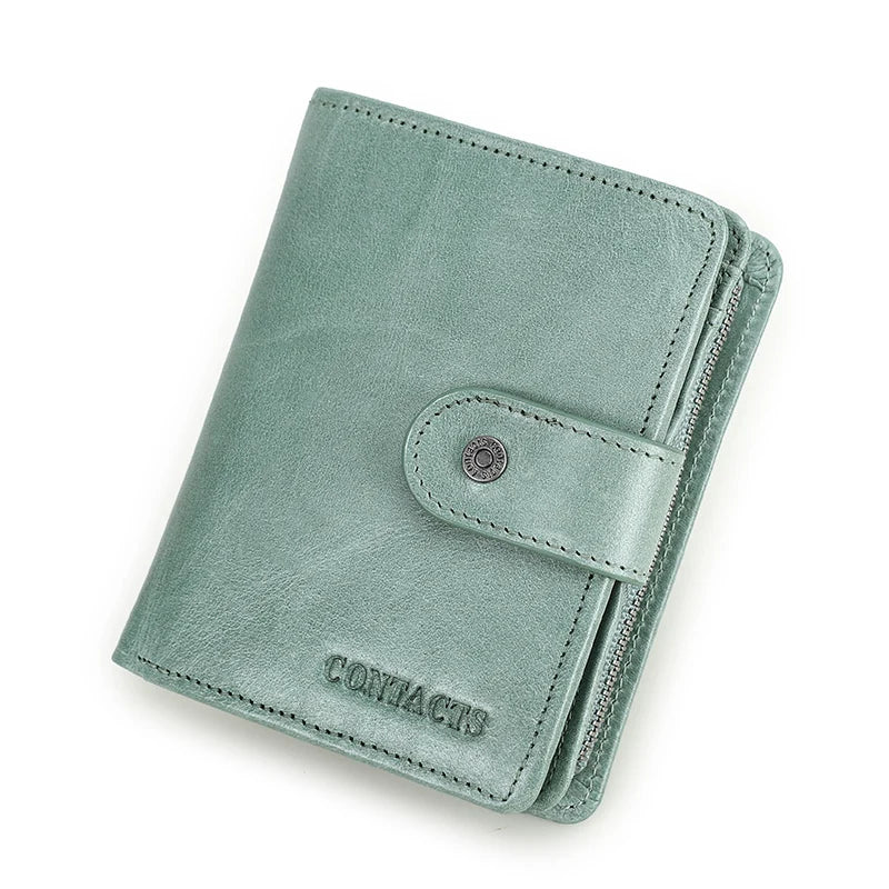 100% Genuine Leather Men Wallets Zipper Engraving Coin Purse Short Male Money Bag Quality Rfid Walet Small Card Holder Clutch