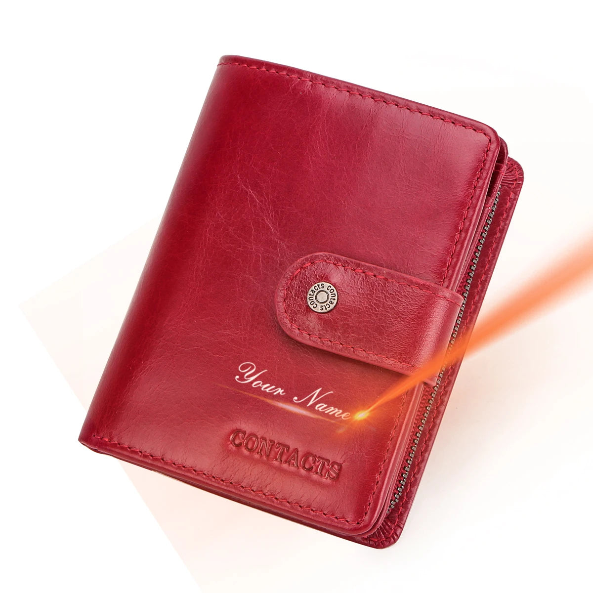 100% Genuine Leather Men Wallets Zipper Engraving Coin Purse Short Male Money Bag Quality Rfid Walet Small Card Holder Clutch