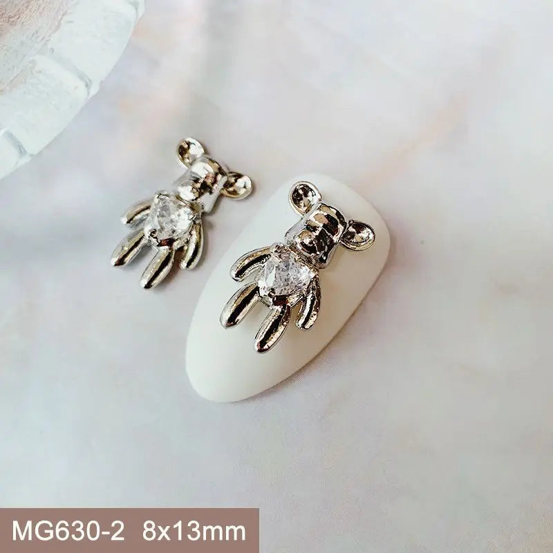 10 teile/los Oval Blume Bär Nagel Charms Schmuck Luxus Nagel Teile Edelsteine Steine Kristall Strass Nail art Dekoration Zubehör